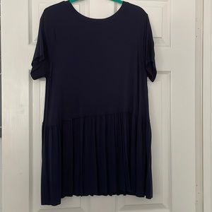 Zenana Navy Blue Ruffle Bottom Top.